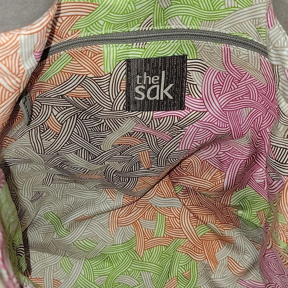 The Sak Gray/Brown Leather Crossbody Shoulder Bag